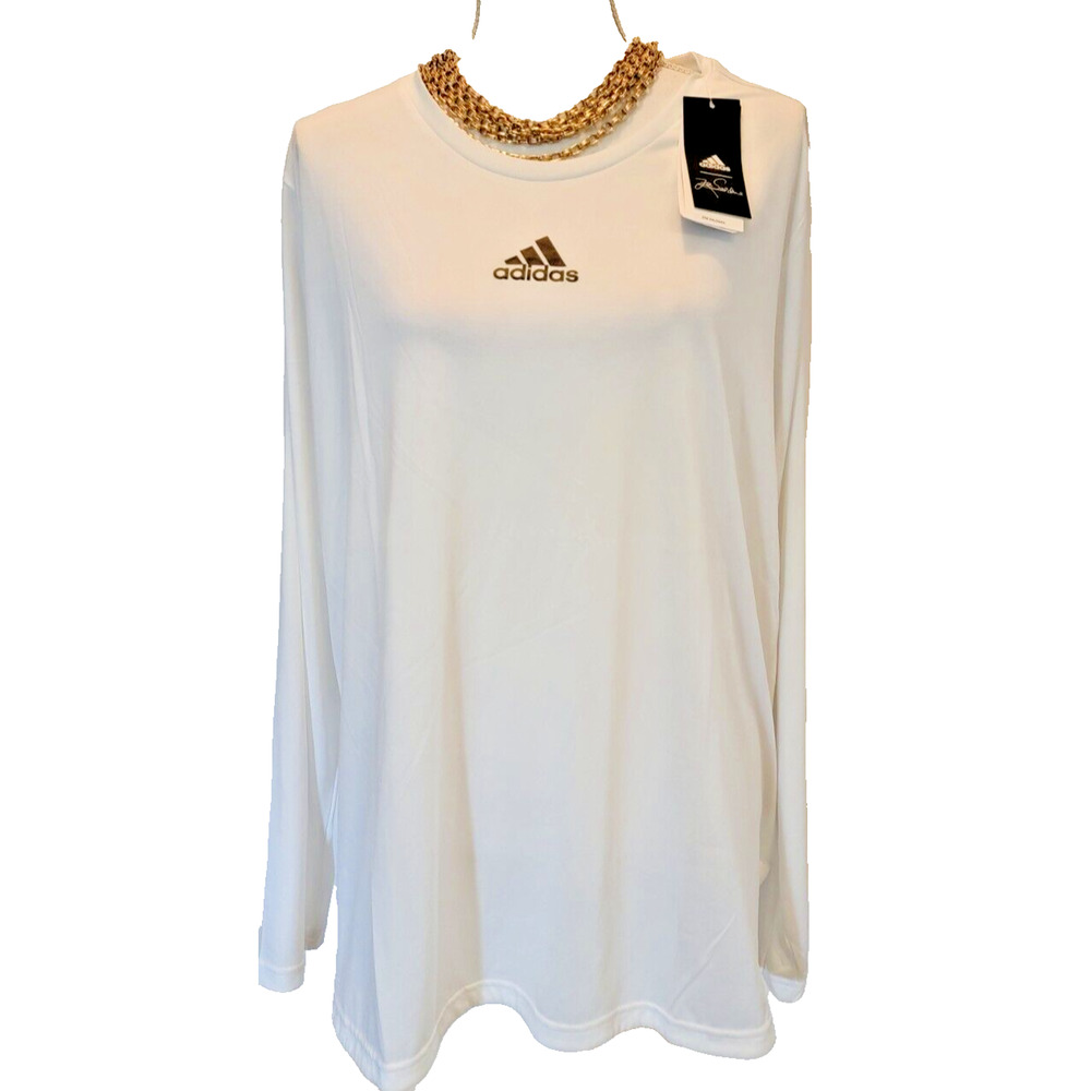 Adidas Womens White Long Sleeve Workout Exercise Long Sleeve Tee Shirt Plus 3X